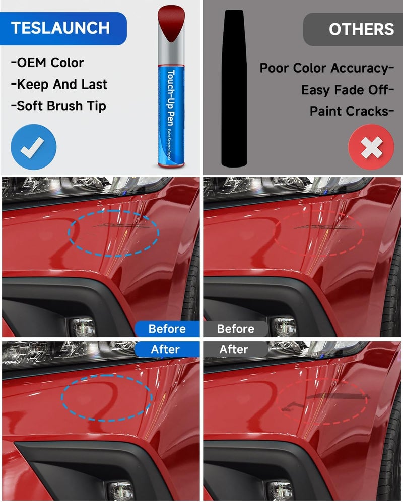 RSACET R-569M Radiant Red Metallic Touch Up Paint Compatible with Honda Exact Match Touch Up Paint Car Scratch Repair - Image 2